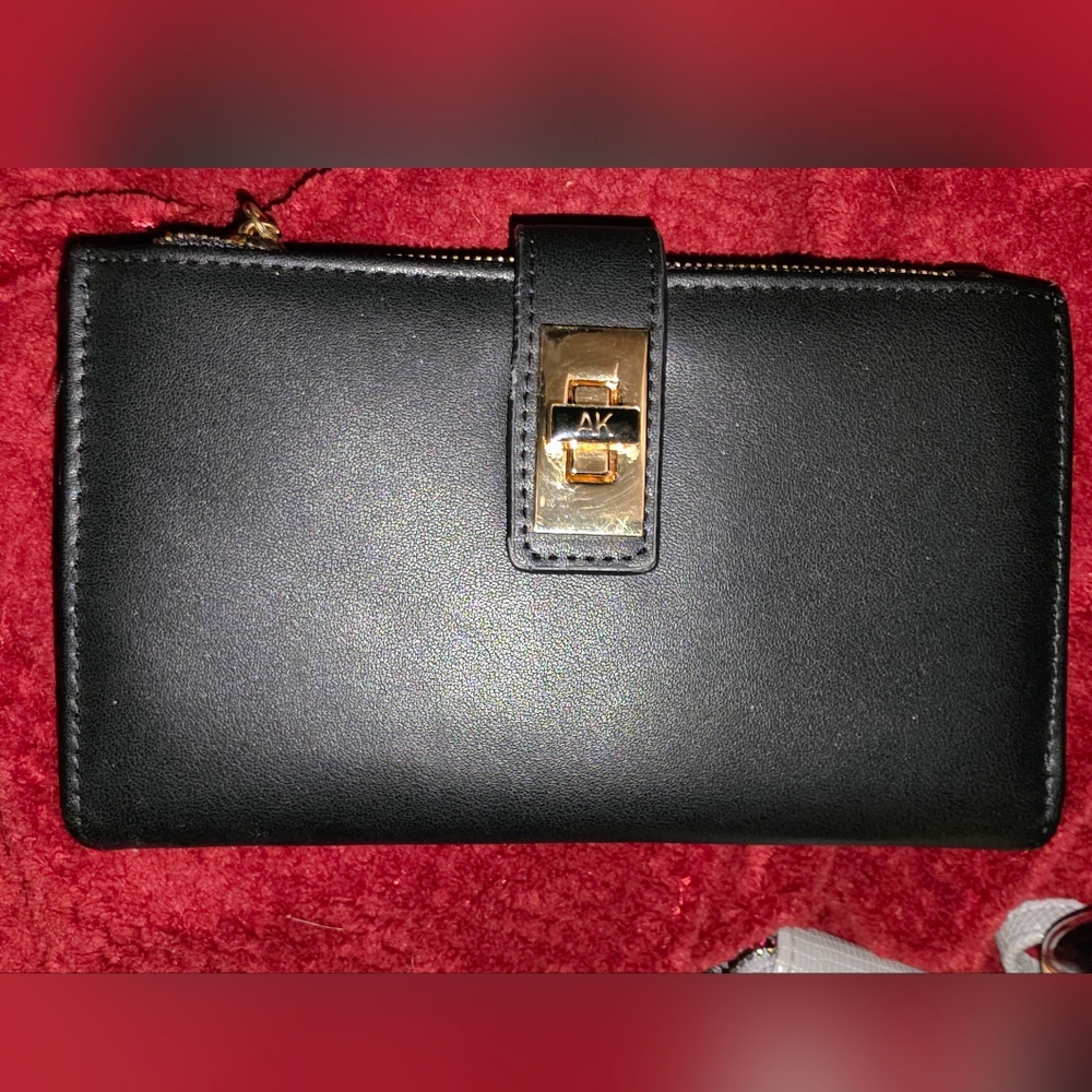Anne Klein Black Wallet with Gold Accent